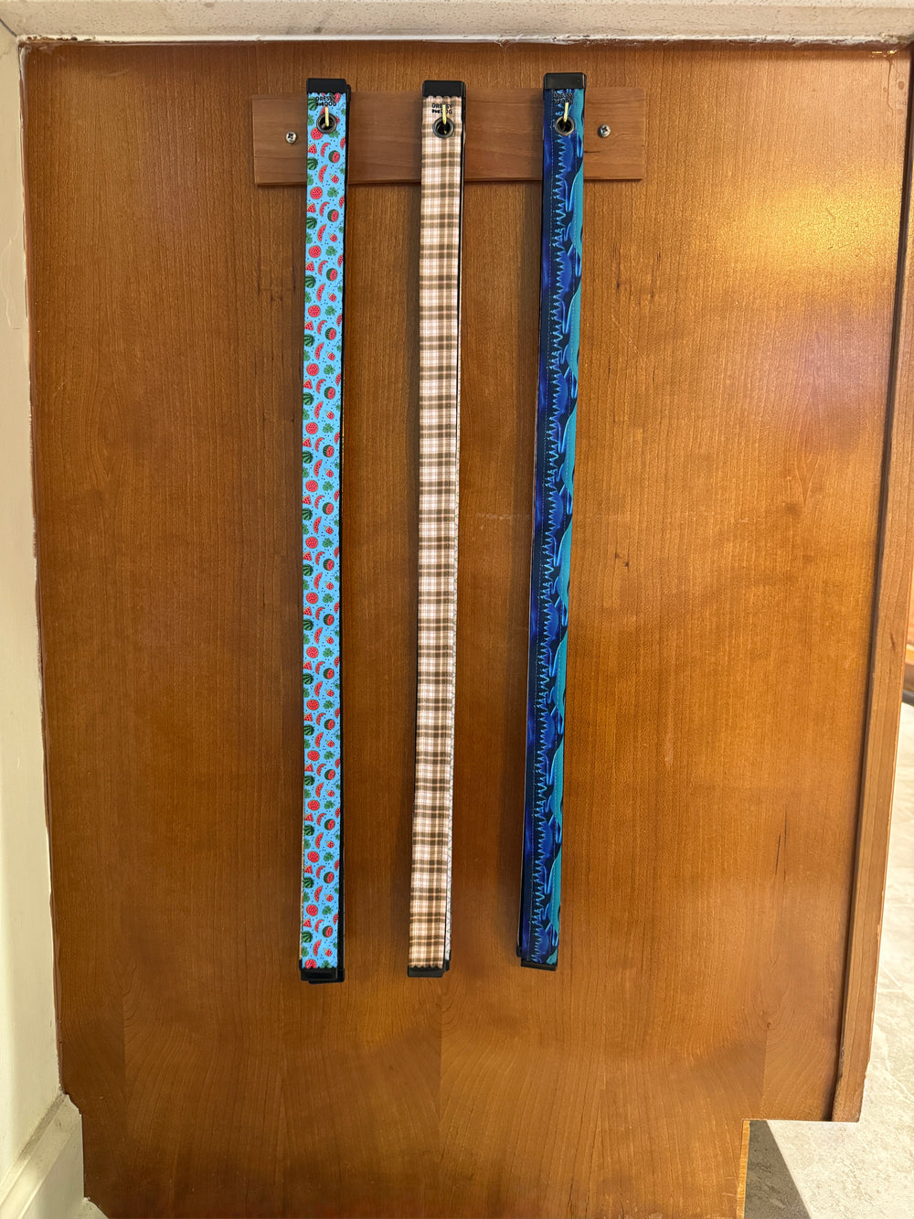 Dressy dog attachments hanging neatly